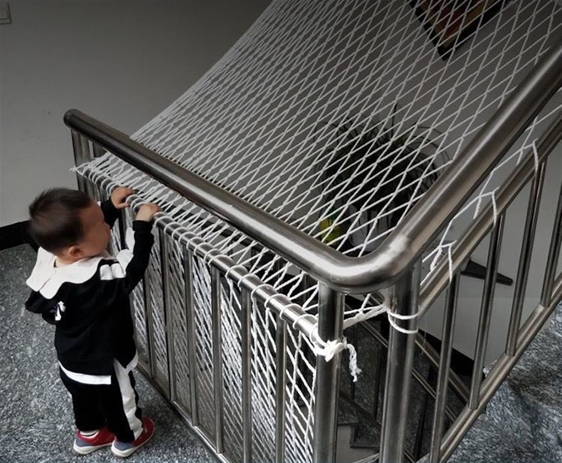 Balkon Sicherheitsnetze Aus Weißem Nylon Treppe Fenster Sicherheit Schutz Zaun Katzen Kinder Kleinkind Safe Deck Anti Falling Net Garden Net Safe Fence (Farbe : Weiß, Größe : 5x6m)