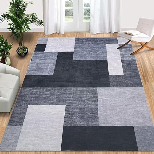 Miniatura 2 de Zacoo Alfombra de área moderna geométrica de 9 x 12 pulgadas, lavable, extra grande, para dormitorio, sala de estar, antideslizante, no se
