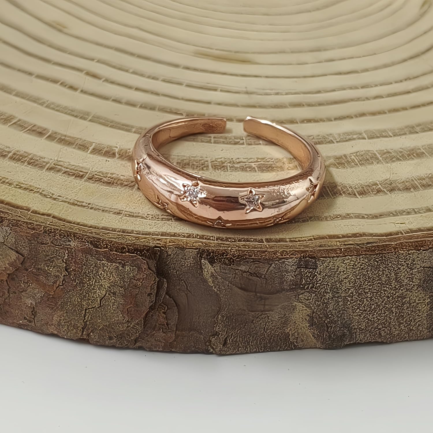 Cubic Zirconia Rings For Women, Gold Silver Rose Black Five-pointed Star Adjustable Trendy Mixed Metal Open Non Tarnish Birthday Stackable Jewelry Engagement Gift - Image 4