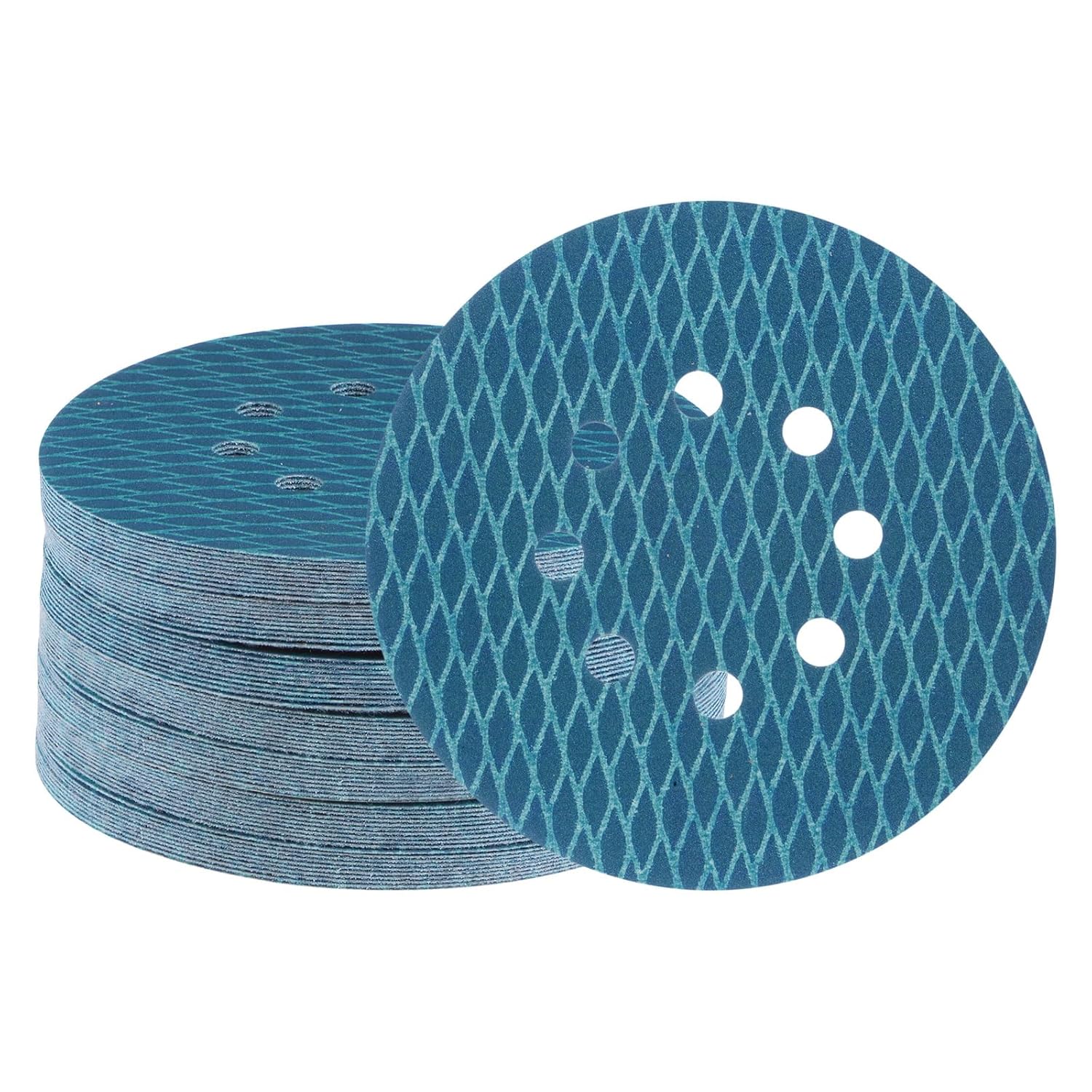 HARFINGTON 70pcs Diamond Shape Sanding Discs 6 Inch 60 Grit Hook and Loop 8 Holes Woodworking Automotive Finishing Discs Sandpaper Pads for Random Disc Sander Orbital Sander