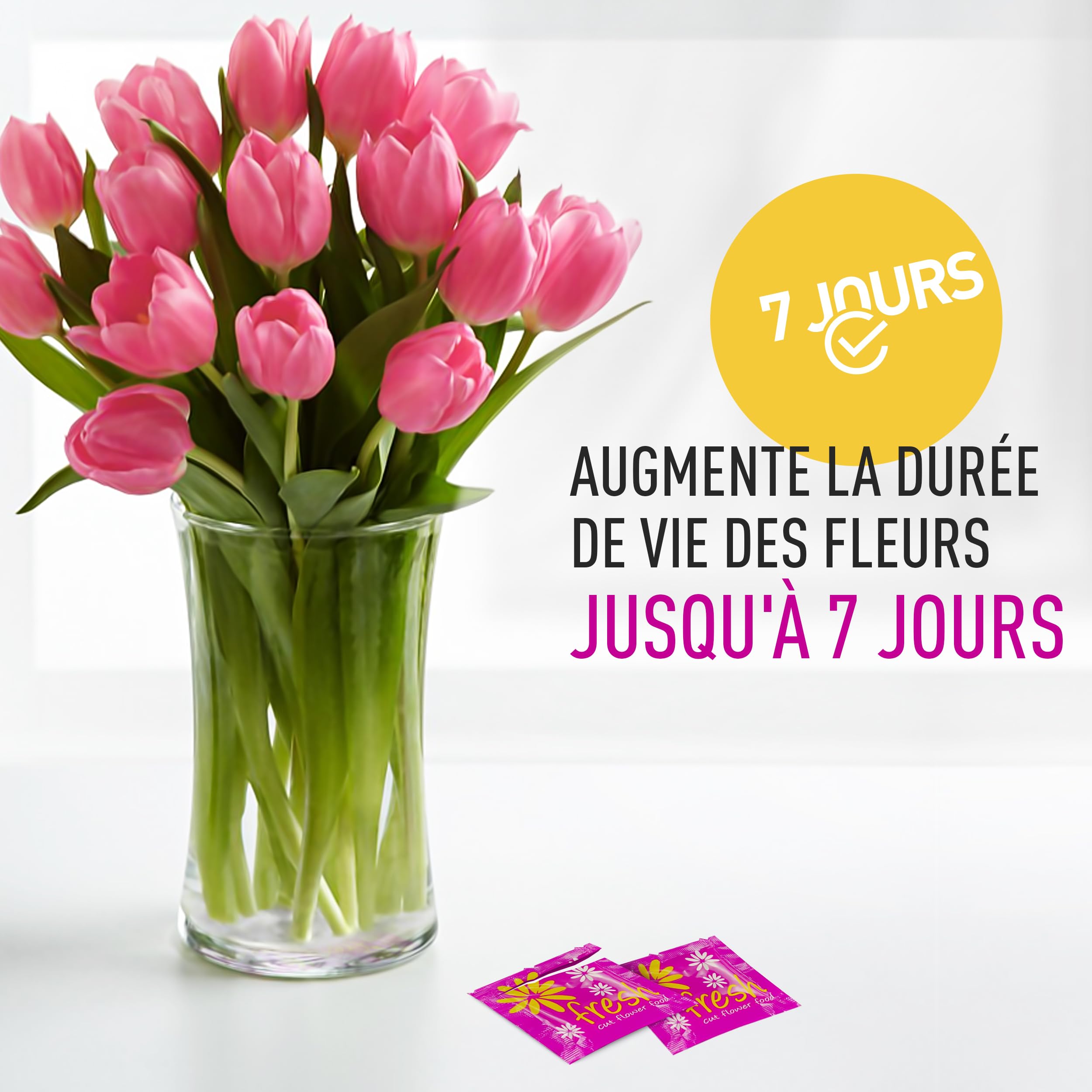Paquet de 15 conservateurs de fleurs coupées, nutriment pour fleurs coupées fraîches, 15 paquets de conservateur total, 7,5 l de conservateur liquide