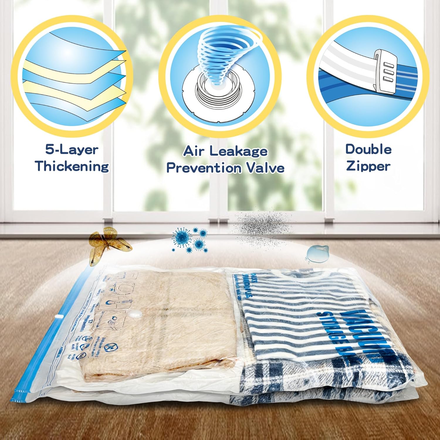 XXL Jumbo Vacuum Storage Bags, 47''X35'' Extra Large Space Bags for Blanket, Bedding, Comforters (8-XXL)