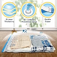 Vista 5 de Bolsas de almacenamiento al vacío jumbo XXL, bolsas de espacio extra grandes de 47 x 35 pulgadas para manta, ropa de cama, edredones (4-XXL)