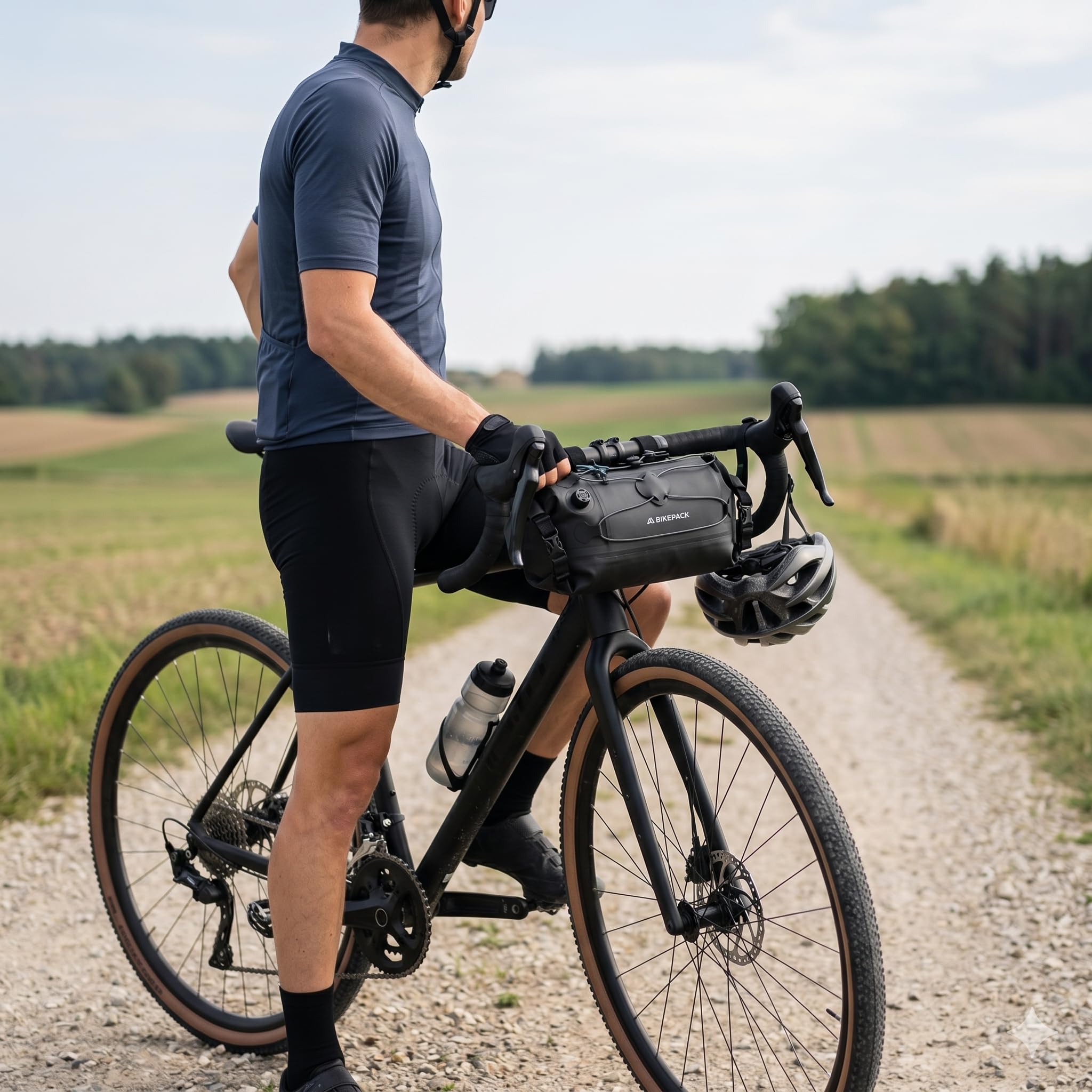 BIKEPACK Sacoche de Guidon Vélo 9,5L Étanche - Bikepacking Gravel VTT | Rouleau imperméable avec séparation intérieure et poche téléphone, montage sans outil, accessoire route et cyclotourisme