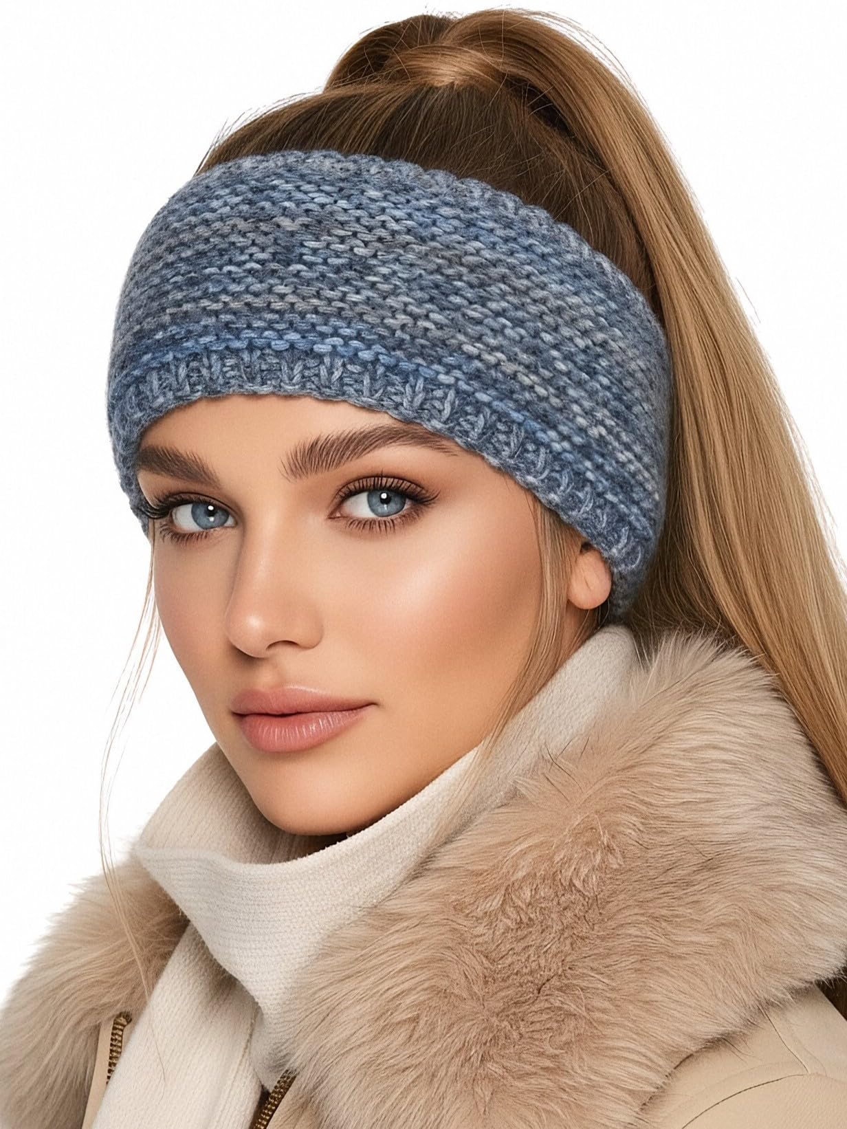 Baesics Stirnband Farbverlauf Blau für Damen & Herren – warme & elastische Unisex Ohrenwärmer mit Fleecefutter - Hochwertige Verarbeitung – One Size Kopfbedeckung