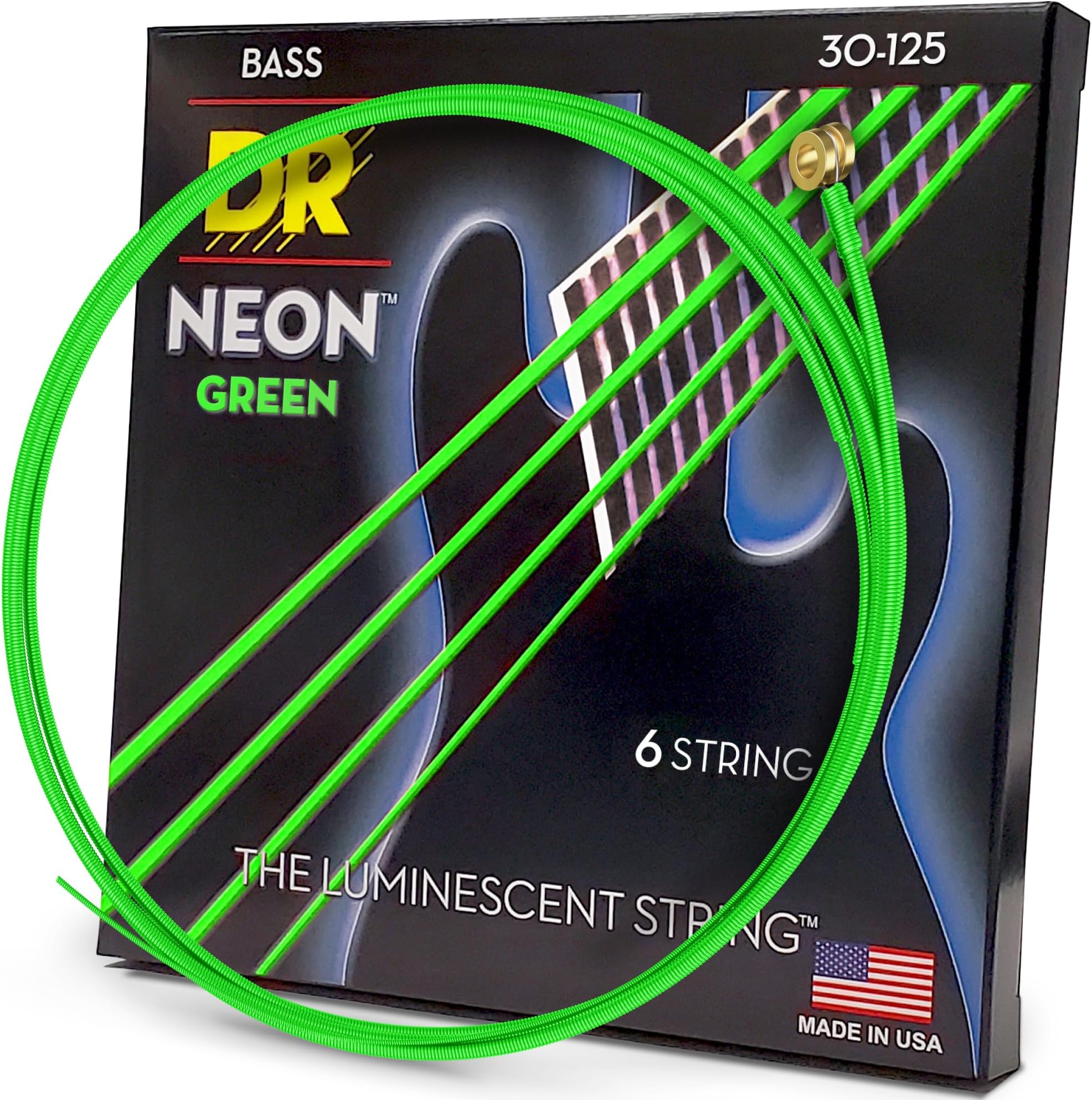 NGB630 30-125 Medium Set Handmade Neon Hi-Def Green Coated 6-String Bass Strings