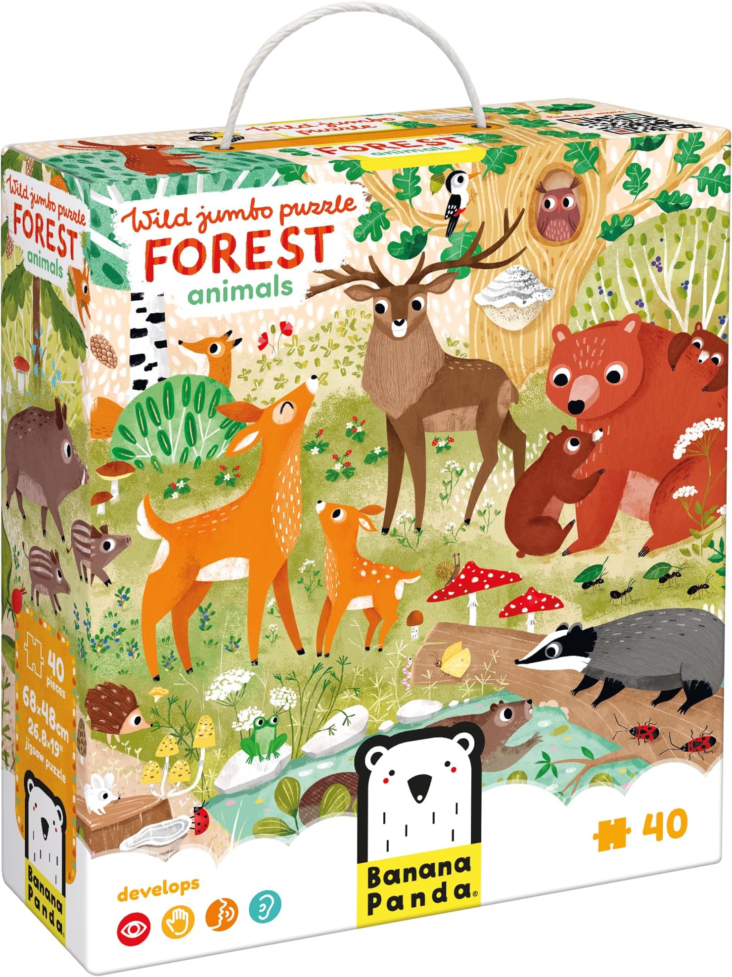 Wild Jumbo Floor Puzzle Forest Animals - Includes 40 Large Jigsaw Pieces with a Big Completed Size of 26” x 19” - for Kids Ages 3 Years and up