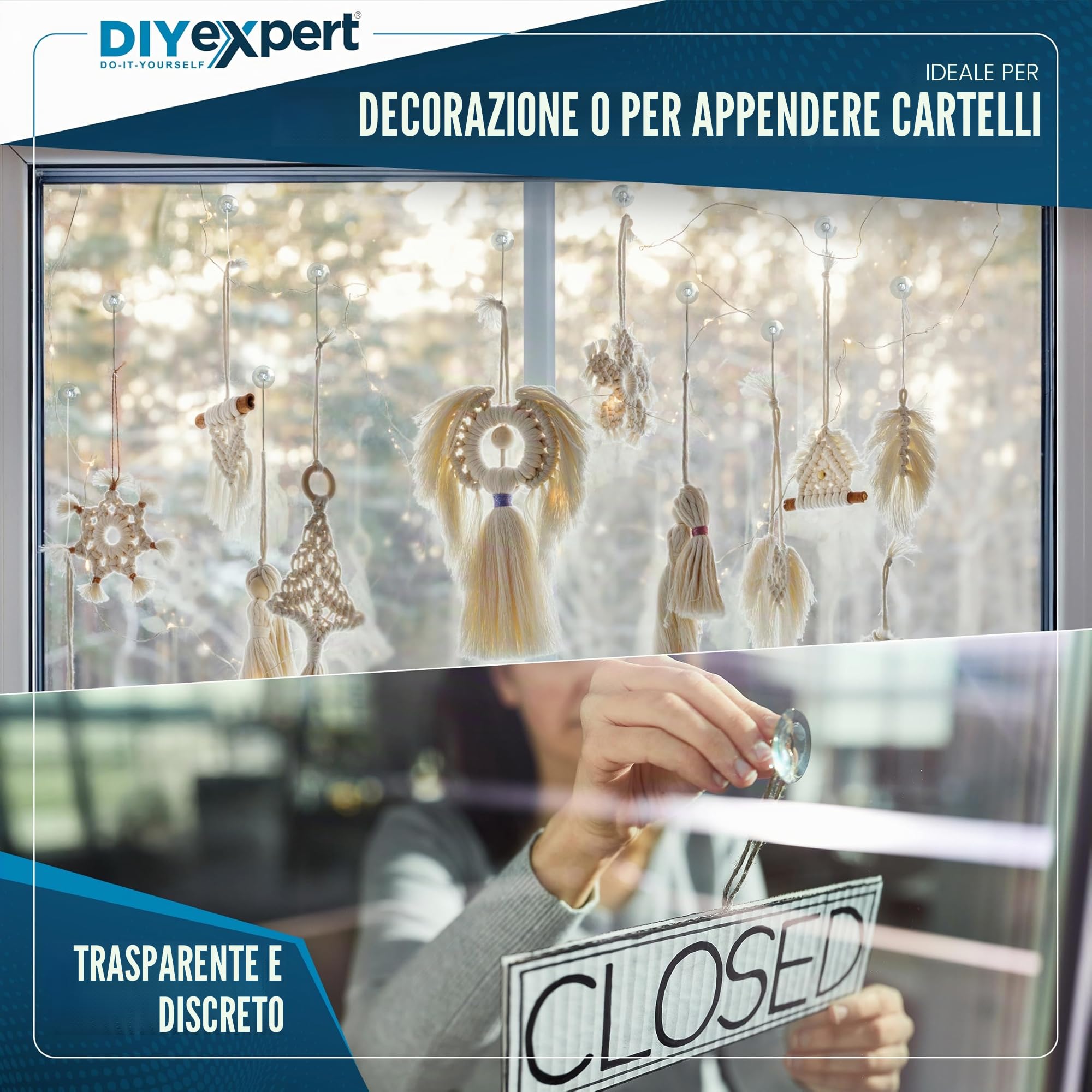 DIYexpert Ventosa con foro trasversale | Made in Germany | [Ø 20 mm] [20 pezzi] | Ventose di alta qualità per decorazioni per finestre | Ideale per cordini o telefono cellulare