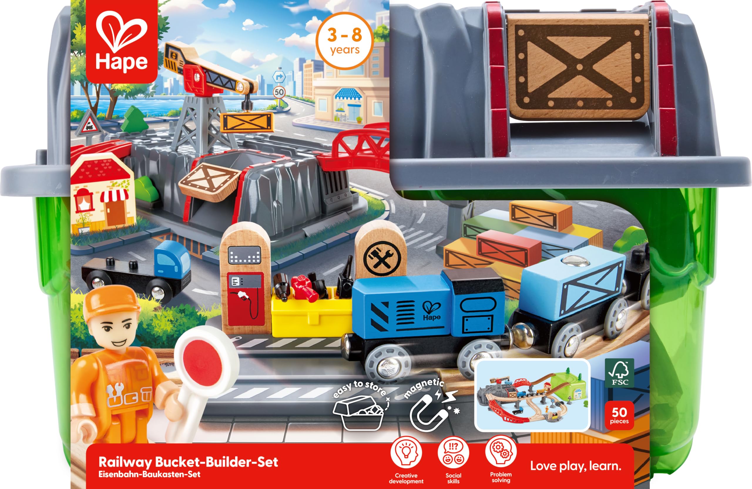 Hape- Juego de Bloques de Tren de Ciudad (Toynamics E3764)
