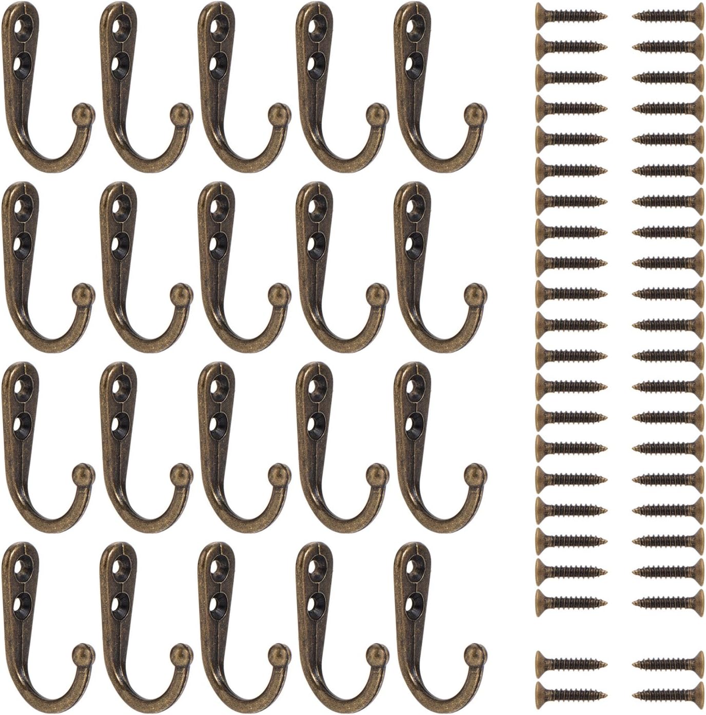 Coat Hooks 20 Pieces Wall Mounted Robe Hook Retro Single