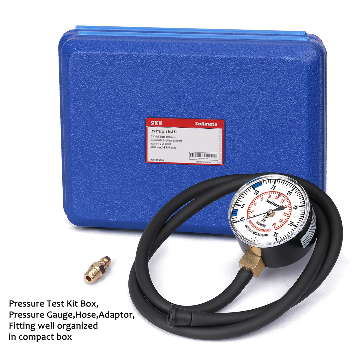 Erdgas oder LP Gas Krümmer Drucktest Kit, LP Gasdruckprüfer, Erdgasmessgerät, 0.0-88.9 cm W.C