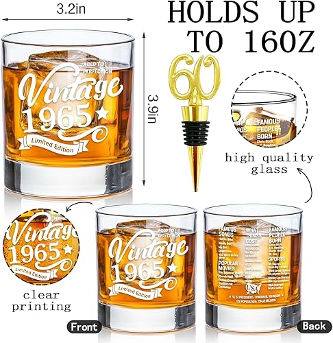 Miniatura 2 de Vasos de estilo antiguo, 1964, estilo vintage de 1964, información de la antigüedad de 10.25 onzas, vaso de whisky Rocks - 60 cumpleaños envejecido