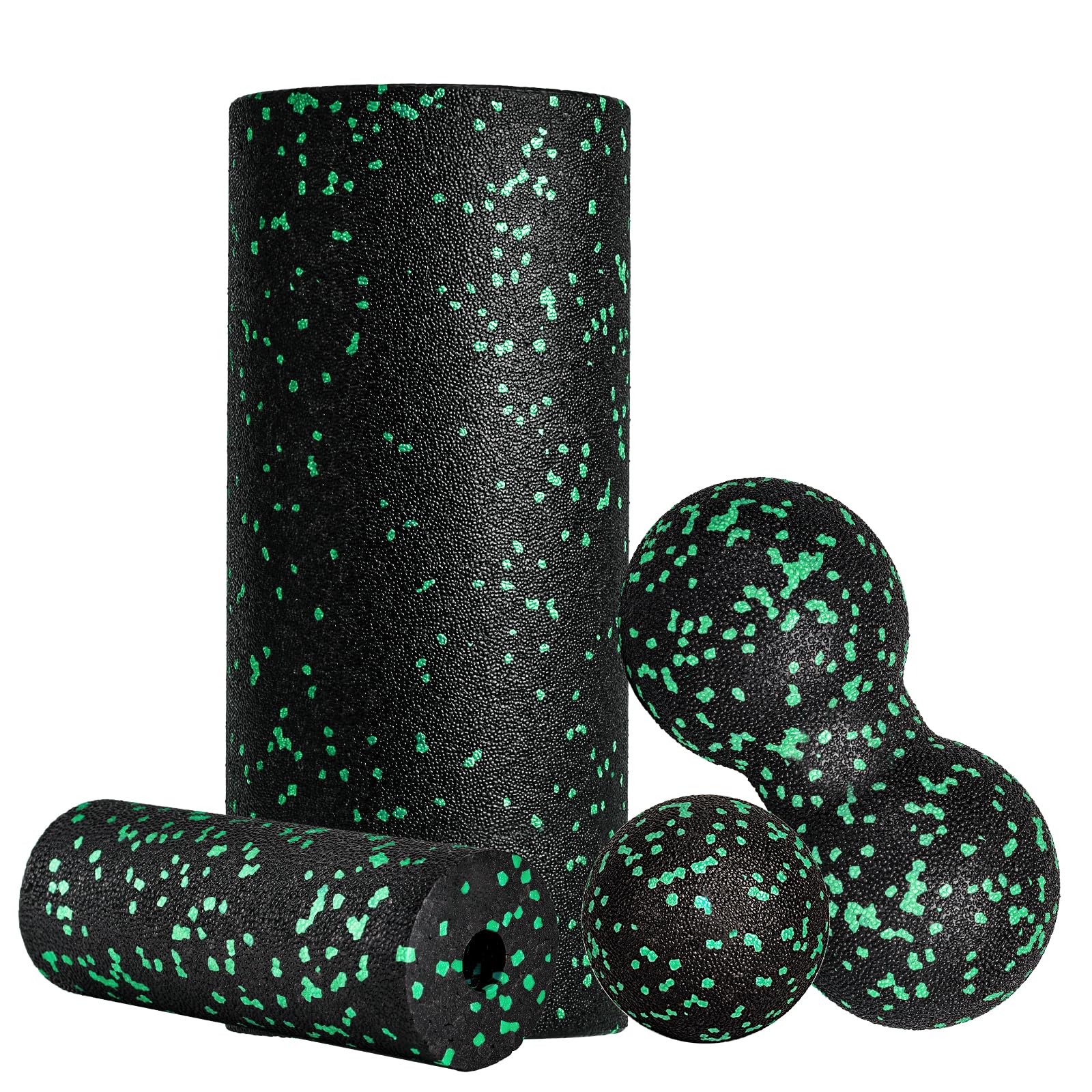 Zestaw wałków do masażu powięzi Blackroll Foam Roller zestaw z piłką do masażu powięzi, mały wałek do masażu powięzi, mały i podwójna piłka, do jogi, powięzi, treningu mięśni, zielony