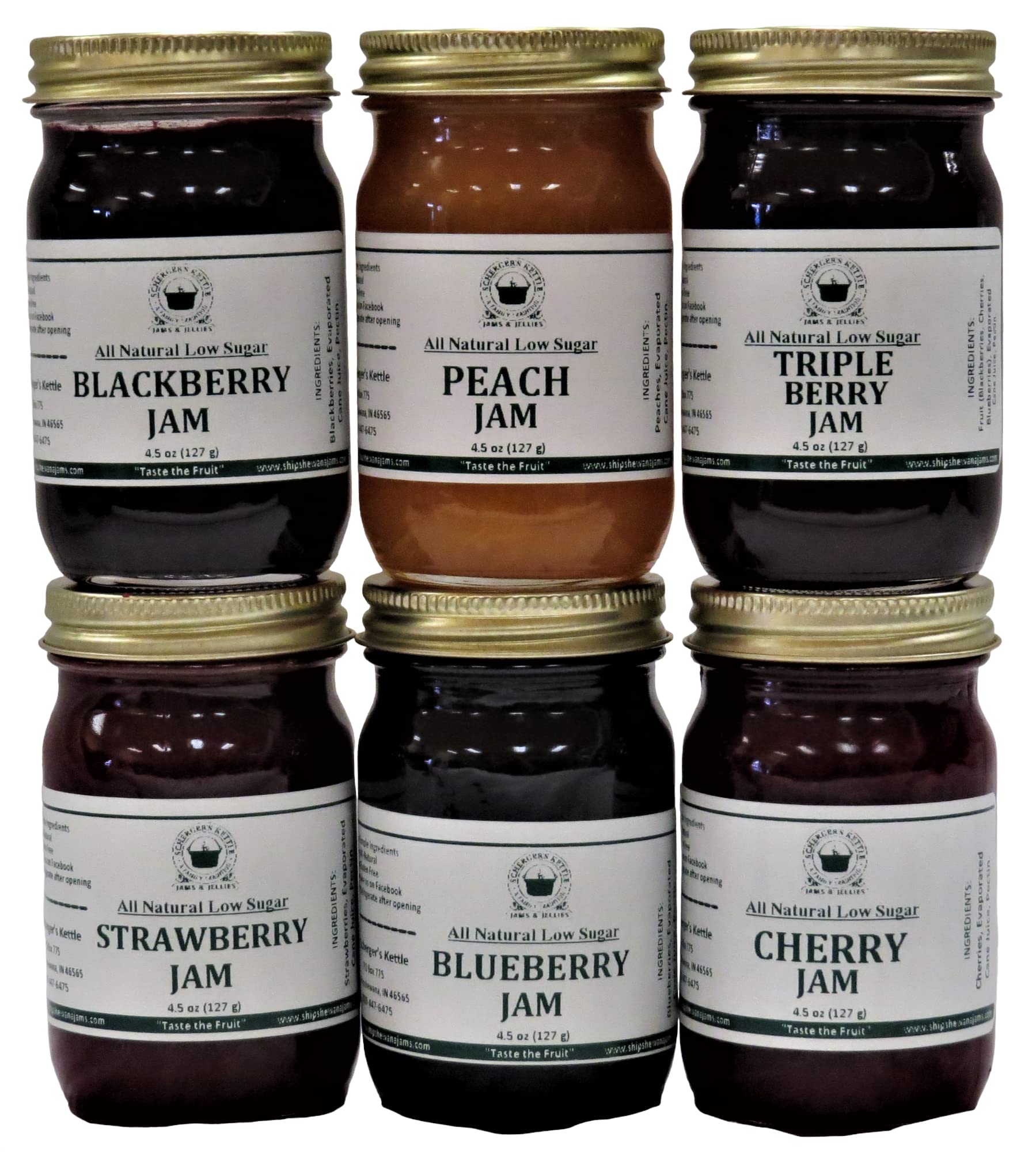 Low Sugar all Natural Jams Gift Box (6-4.5 oz jars in a gift box)