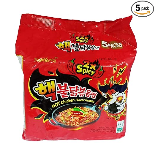Samyang Hot Chicken Ramen 2X Spicy Noodles, 5 X 140 grams