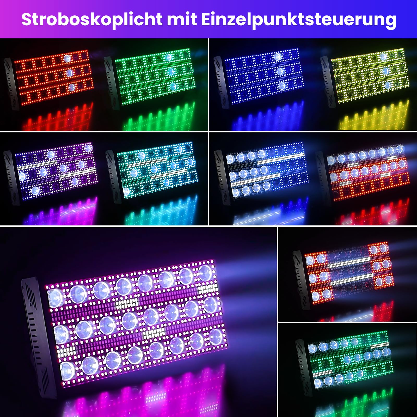 BETOPPER 300W Strobe Beam Effektstrahler Wallwasher Bühnenlicht LED Bar 2P | 4 IN 1 RGBW Stroboskoplicht DMX Controller Bühnenbeleuchtung für Live-Events, Bars, Disco, Weihnachten, Halloween, Hochzeit
