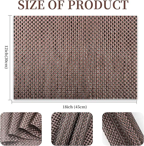 Miniatura 6 de EDanle Juego de 6 manteles individuales de vinilo de plástico, lavables, resistentes al calor, antideslizantes, elegantes, duraderos, para cocina,