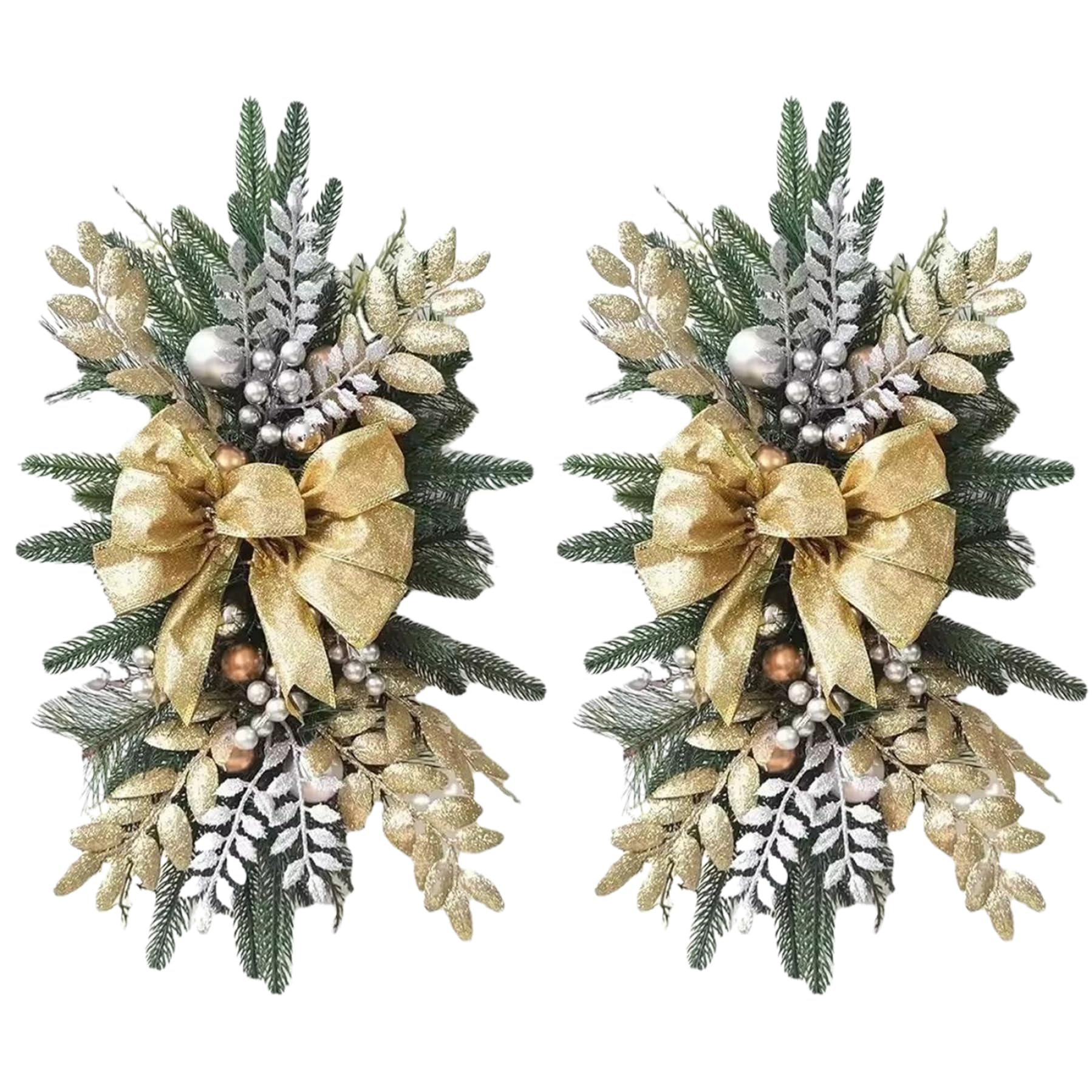 Larme artificielle dorée de 60 cm pour remplacer la couronne de Noël sans perte d'aiguilles