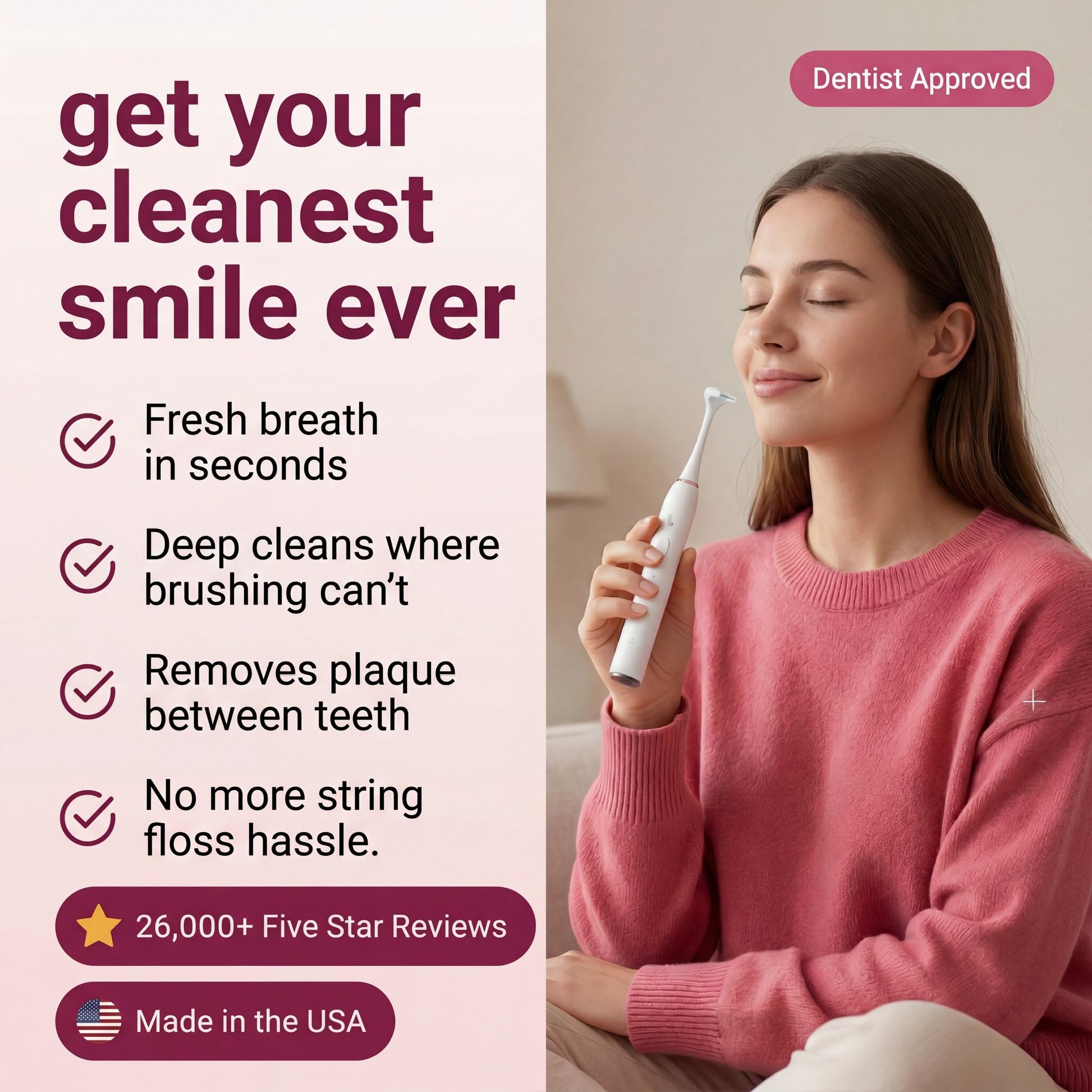 Lumi - Hilo dental eléctrico 2 en 1 para adultos con 4 velocidades + 50 cabezales de repuesto, recomendado por dentistas, hilo dental de fácil deslizamiento para un cuidado suave de las encías