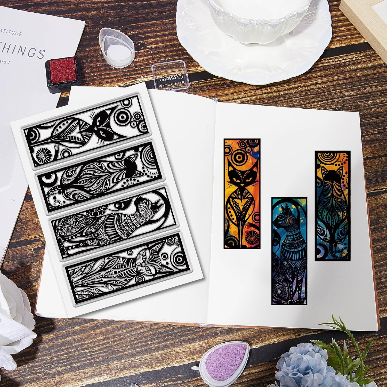 CRASPIRE Art Cat Clear Rubber Stamps Silicone Reusable Retro Egyptian Cats Cute Animal Transparent Seal Waterproof for Journaling DIY Card Making Scrapbooking Embossing Album Photo Craft Decorative image 5