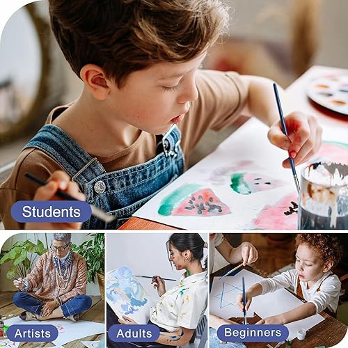 Miniatura 5 de Rosmax - Pinceles de pintura para artistas, pelo de nailon y 15 tamaños diferentes para pintura acrílica, óleo, acuarela, tela, ideal para niños,