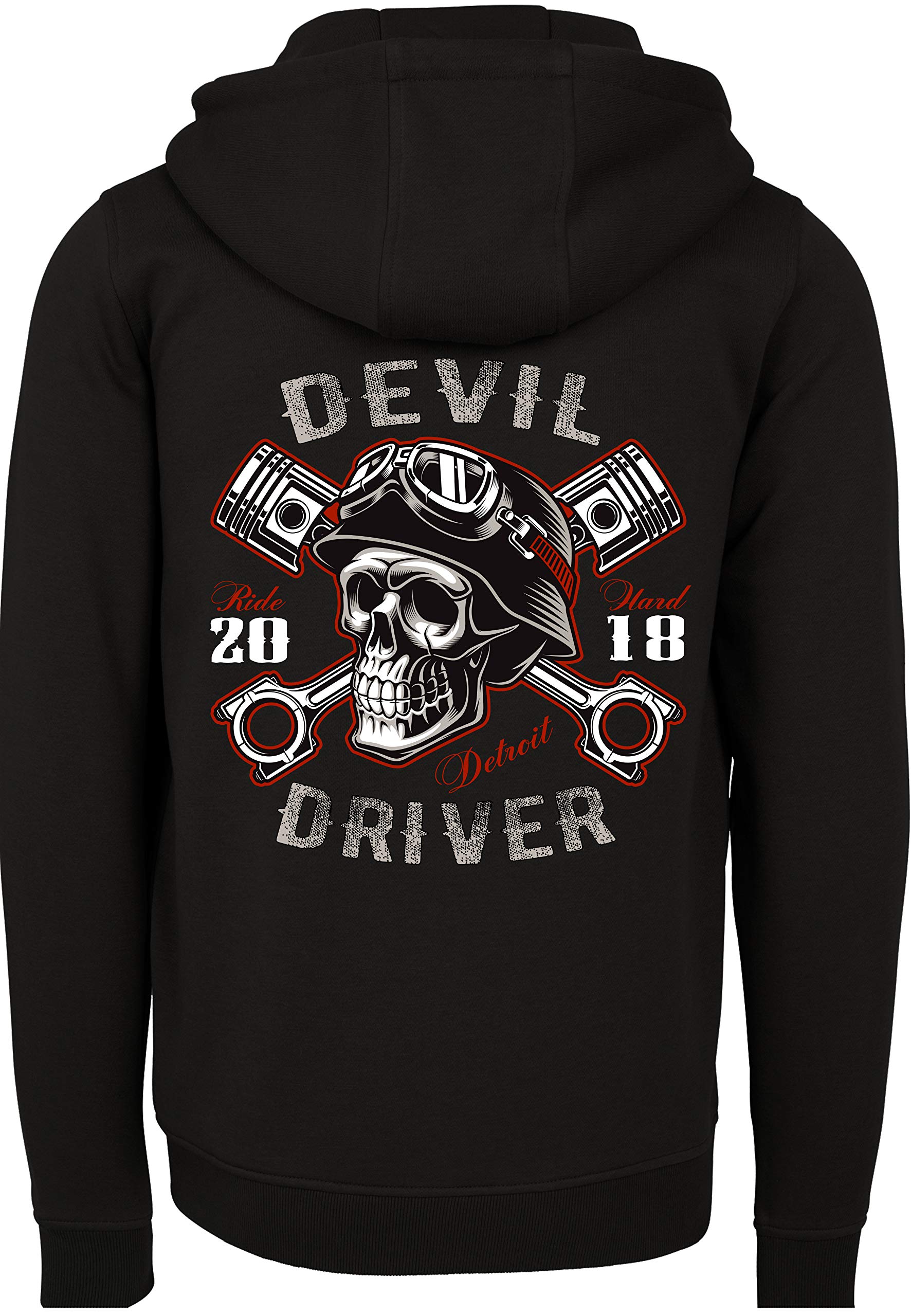 Baddery Sudadera con capucha para hombre : Devil Driver – Sudadera Hombre Motocicleta Chaqueta con Capucha – Regalo Motociclista – Chaqueta Motocicleta Hombre