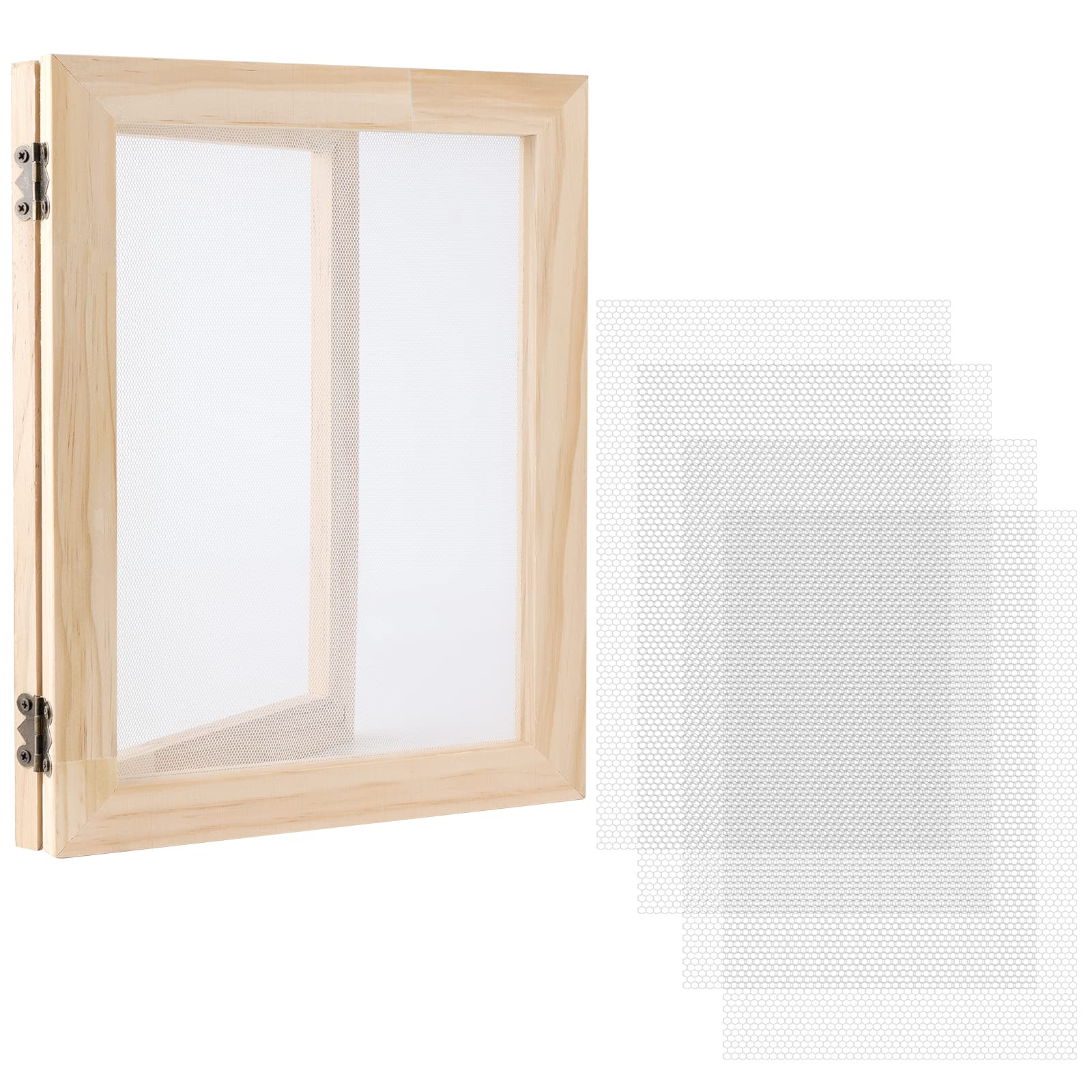Luter - Kit de fabricación de papel de madera, incluido el papel de madera, fabricación de marcos de moldes y mallas, manualidades para papel de bricolaje, flores secas y artesanías (25 x 34 cm)