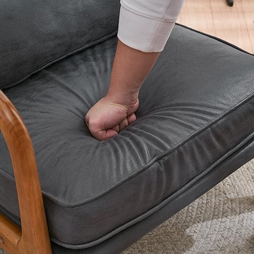 Miniatura 92 de Bonnlo Juego de 2 sillas decorativas de color beige fino, tapizadas de mediados de siglo, modernas sillas de lectura, sillas de lectura laterales,