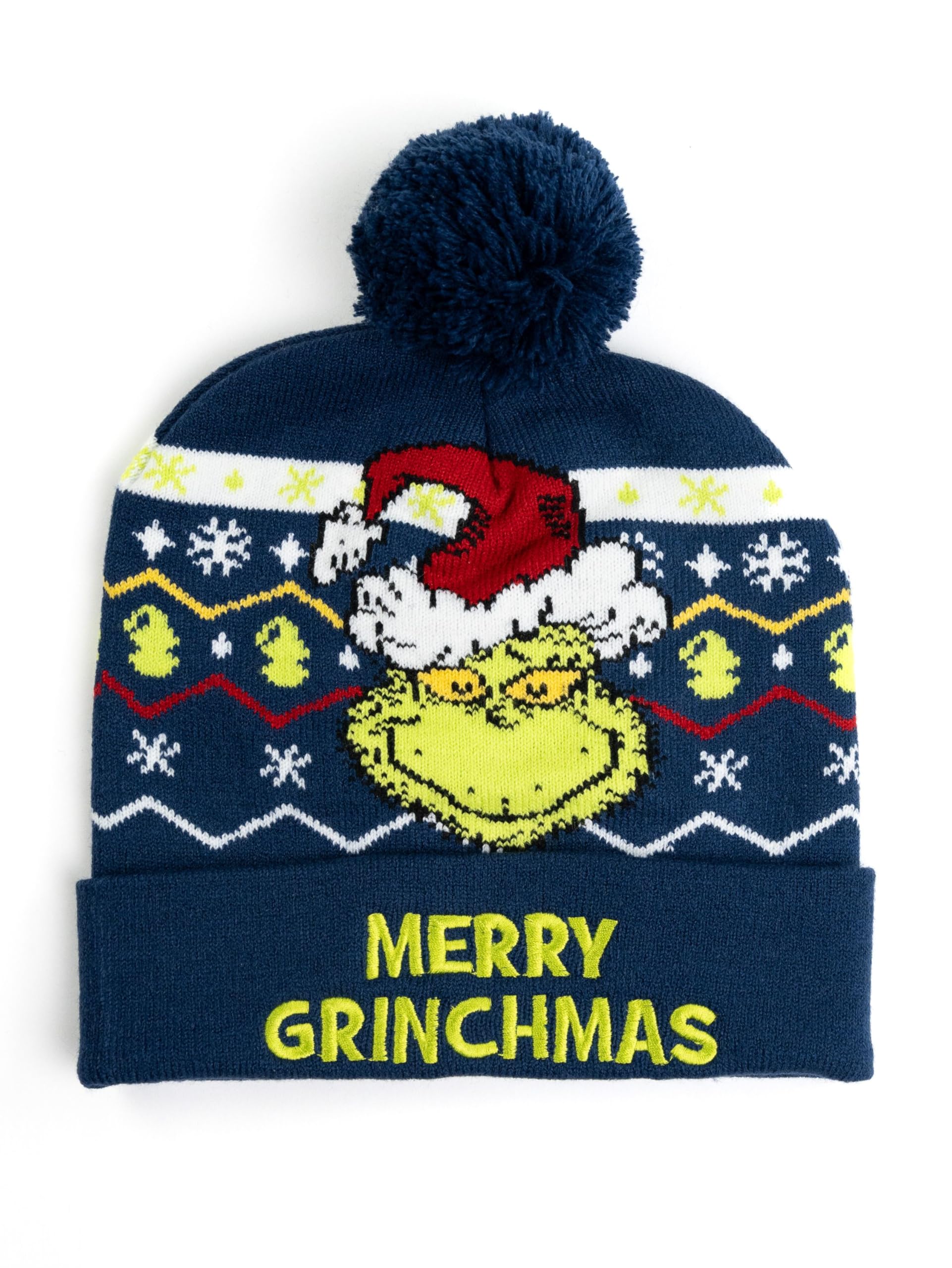 United Labels Girls Blue Grinch Kids Winter Bobble Hat Merry Grinchmas Knitted Hat For Boys Bobble Hat Wool Hat, One Size