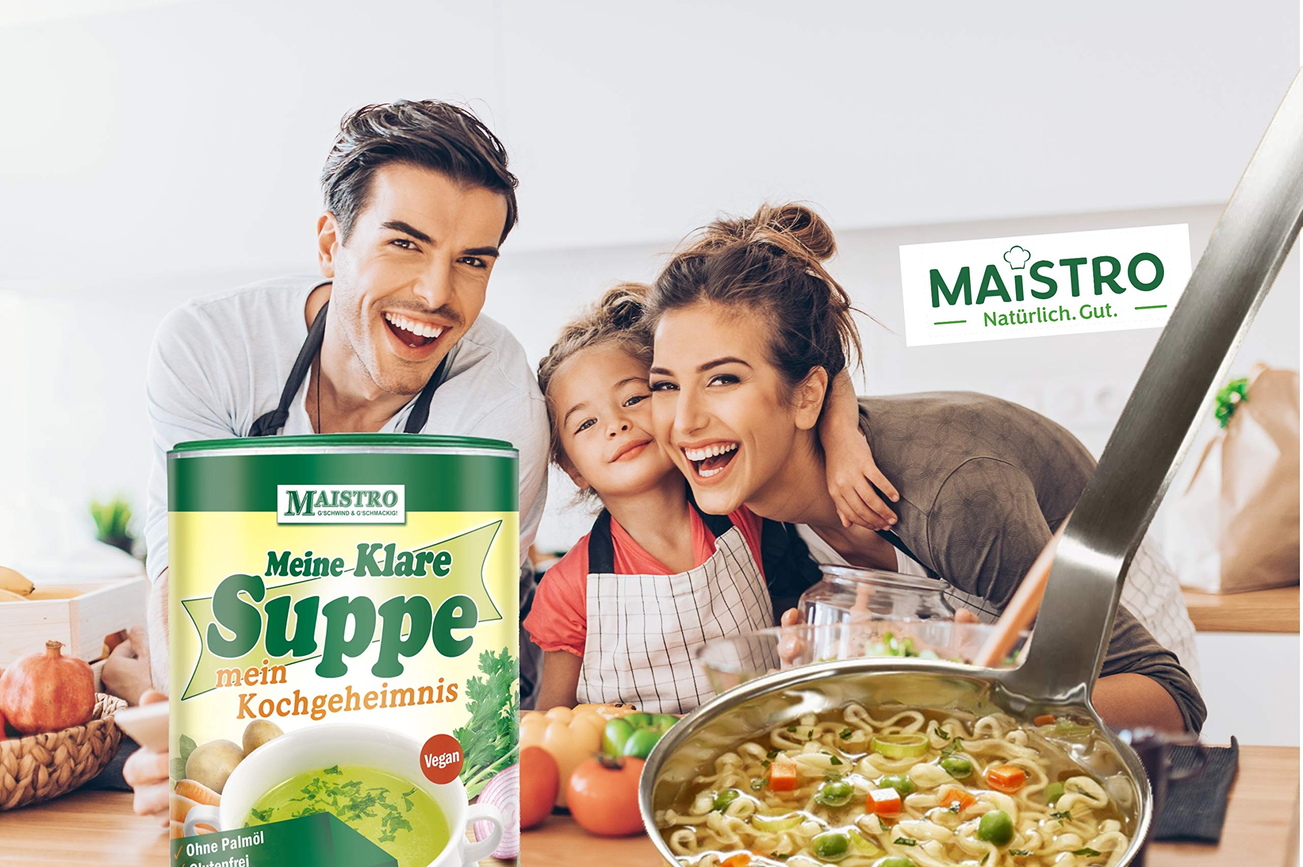 Bouillon de légumes végétalien et assaisonnement, sans déclenchement allergène, sans graisse de palme, simple, rapide et délicieusement préparé. 900g / 45Liter soupe de légumes avec du sel naturel.