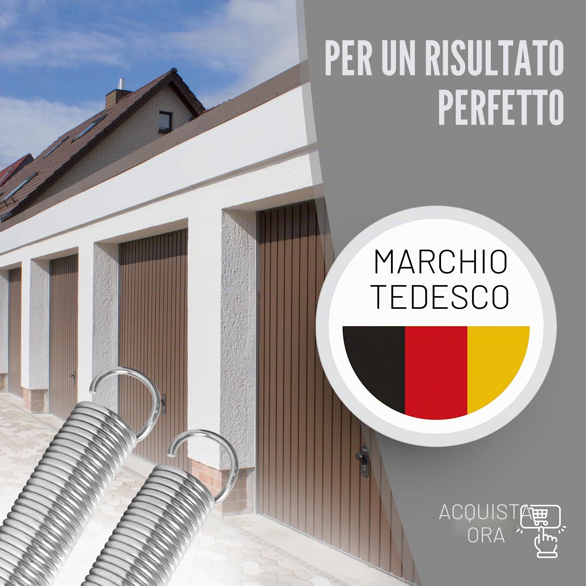 Molle di trazione per porta di garage in coppia (2 pezzi) universale - disponibile in 9 diverse dimensioni - molle per porta di garage zincate in acciaio al manganese - (480x50x6mm / forza di trazione