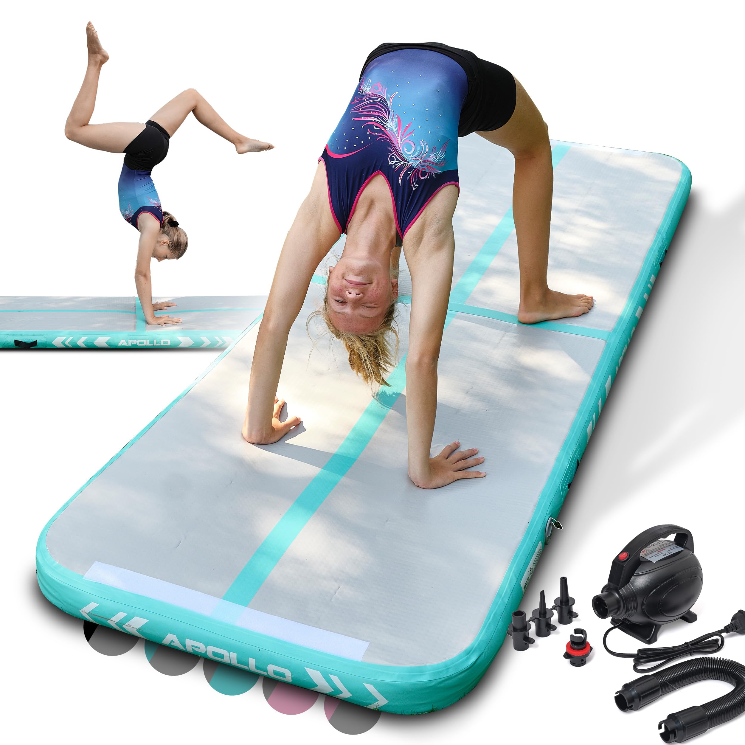 Apollo Air Mat Pro - Materasso ad aria per adulti, utilizzabile anche come materasso per ginnastica per bambini, disponibile nelle lunghezze di 3m e 4m, materasso gonfiabile per ginnastica da casa