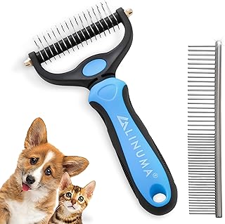 LINUMA® Unterfellbürste für Hunde & Katzen – Professionelle Hunde- und Katzenbürste, lange Haare, Hundepflege, Rechen, doppelseitige Zähne, entfernt Knoten, Teppiche und Haare product image