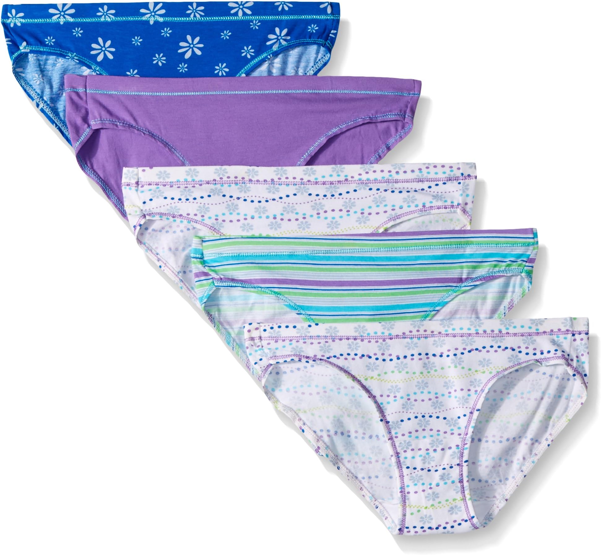 Ultimate Girls' Underwear, Cotton Stretch Panties, Briefs, Bikinis, & Hipsters, 5-Pack