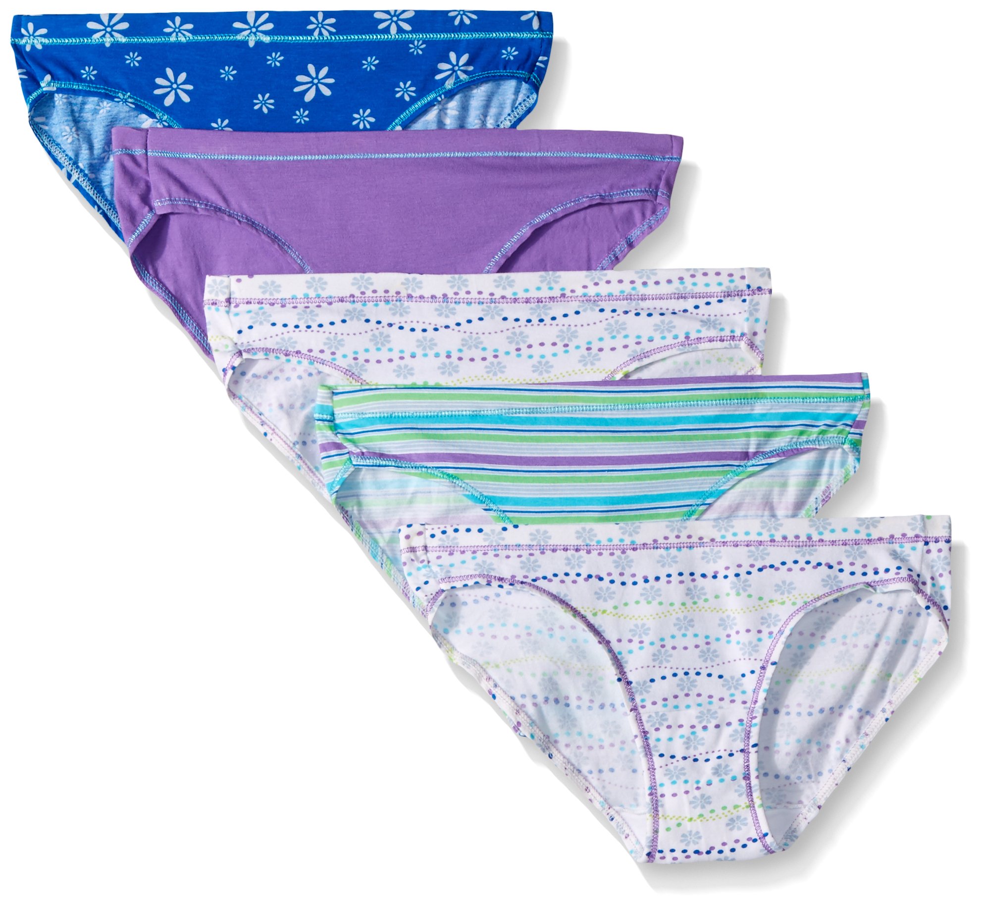 Hanes Ultimate Girls' Underwear, Cotton Stretch Panties, Briefs, Bikinis, & Hipsters, 5-Pack