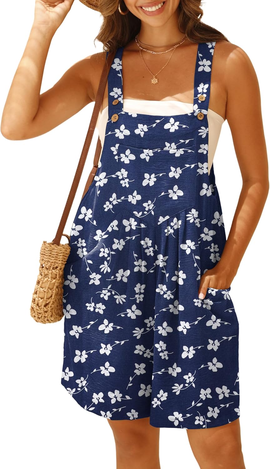 GRECERELLE Jumpsuits For Women Summer Short Overalls Casual Sleeveless Adjustable Loose Women's Rompers with Pockets 2026 - Image 2