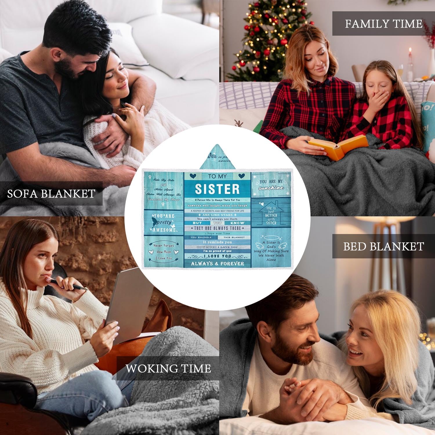 Christmas Birthday Gift Sherpa Flannel Wearable Hoodie Blanket Gifts for Adult Daughter, Couch Blanket Hoodie Gift