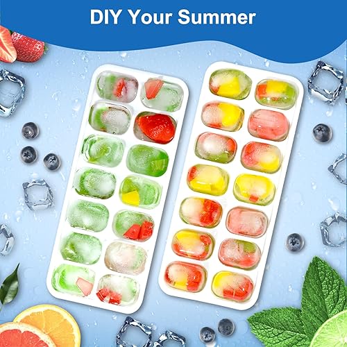 Miniatura 5 de Bandeja para cubitos de hielo (juego de 3), máquina de hielo cuadrada con tapa y bandejas de silicona para congelador, mantiene frío para whisky,
