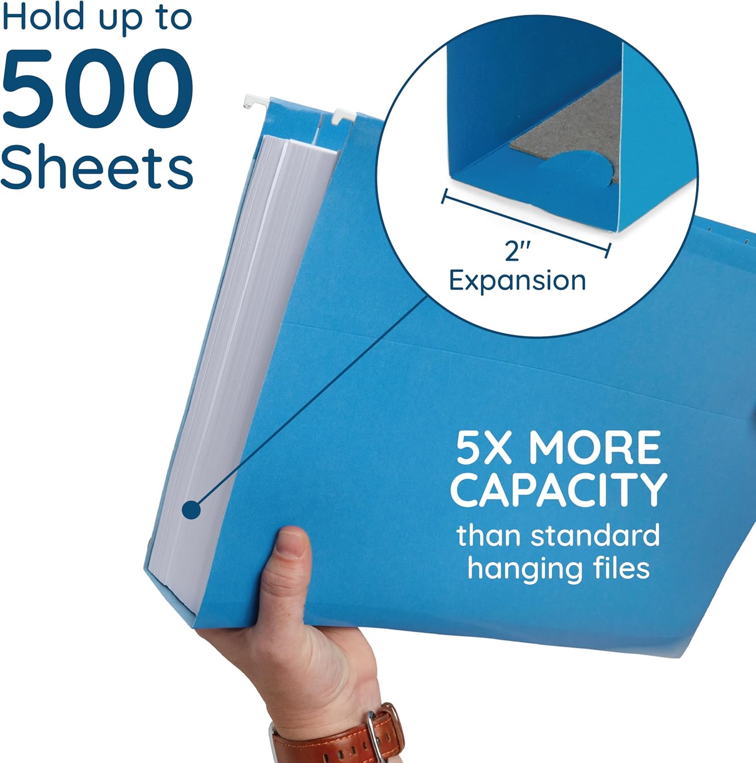 25 Blue Summit Supplies Legal Size Hanging File Folders - Assorted Colors, 2" Expansion, Legal Hanging File Folders for Filing Cabinet, 9.5" x 14.75", 11PT Paper Stock with Tabs and Inserts Included