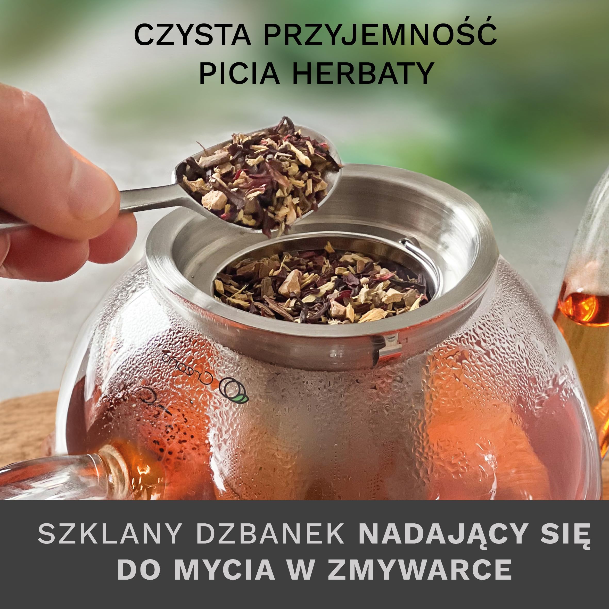Creano Szklany dzbanek do herbaty 1,5 l 3-częściowy zaparzacz z sitkiem ze stali nierdzewnej