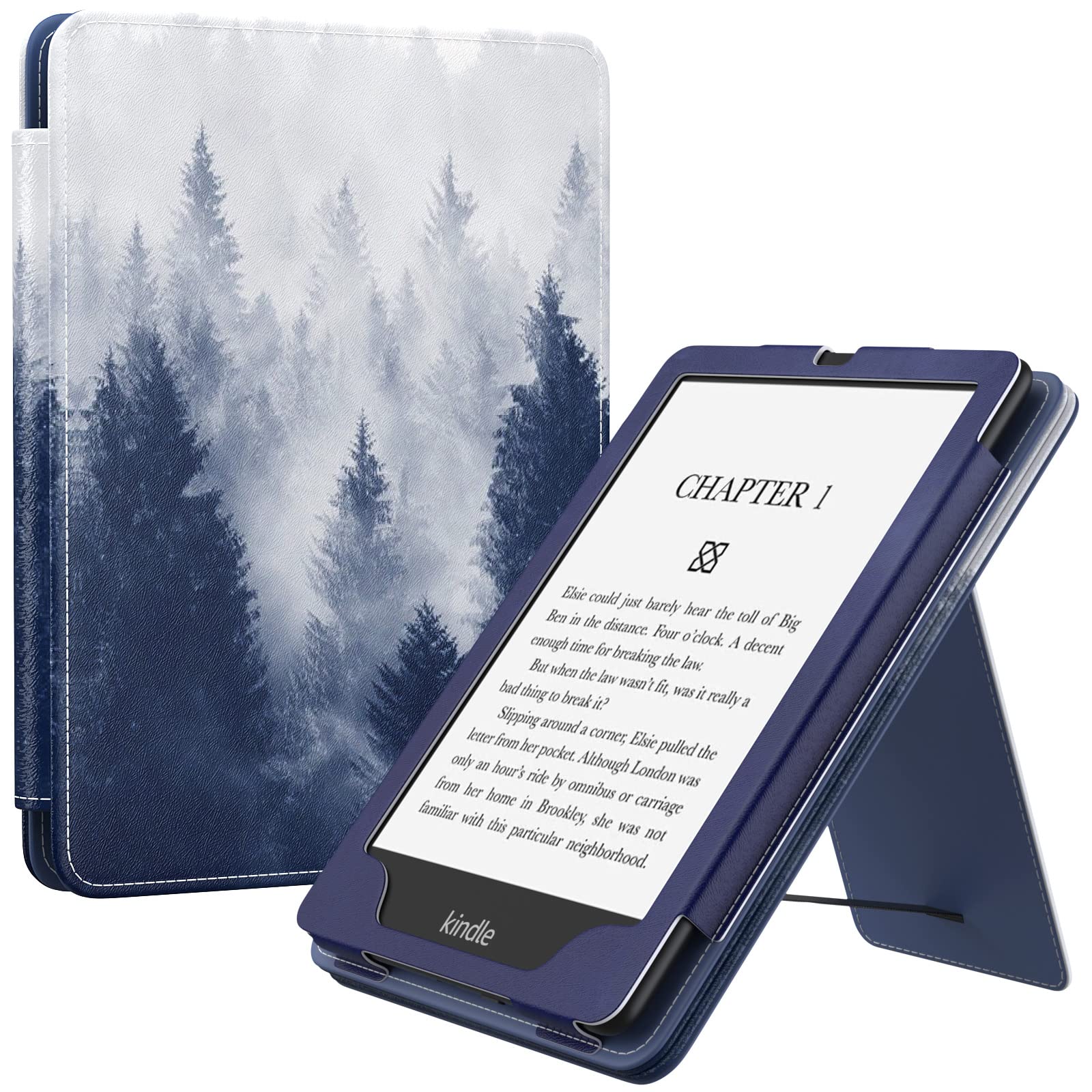 MoKo Case for 7"/6.8" Kindle Paperwhite(12th/11th Generation-2024/2021) and Kindle Colorsoft Signature Edition, Slim PU Shell Cover Case with Auto-Wake/Sleep for Kindle Paperwhite 2024, Gray ForestClimatePartner certified