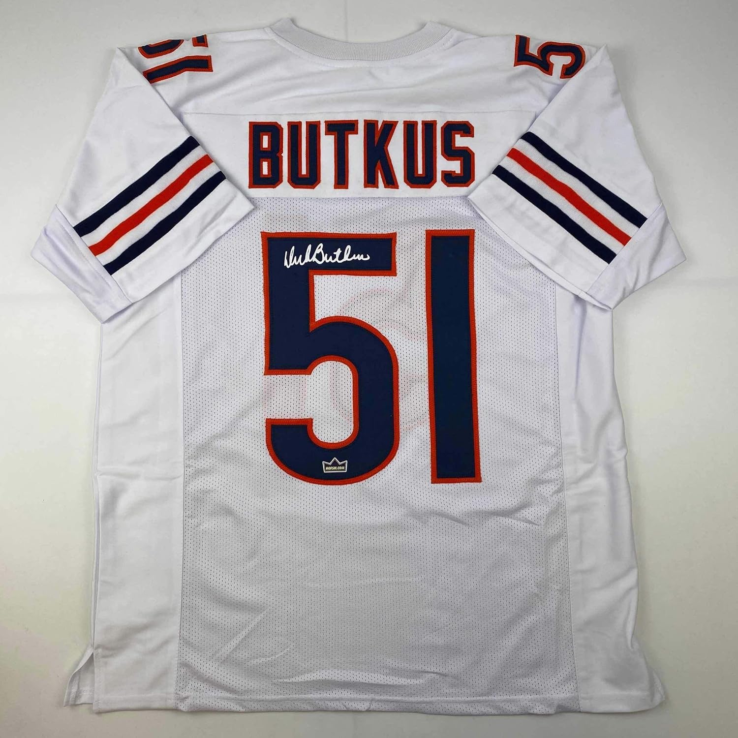 Facsimile Autographed Dick Butkus Chicago White Reprint Laser Auto Football Jersey Size Men's XL