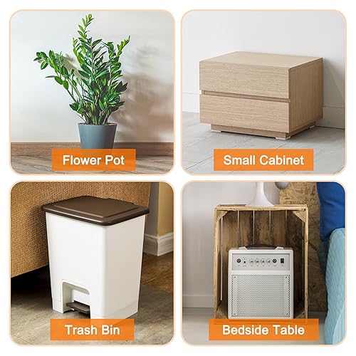 Miniatura 7 de uxcell 8 mini ruedas autoadhesivas, polea de pasta no giratoria para manualidades, cartón, basura, movimiento inferior de caja, color negro