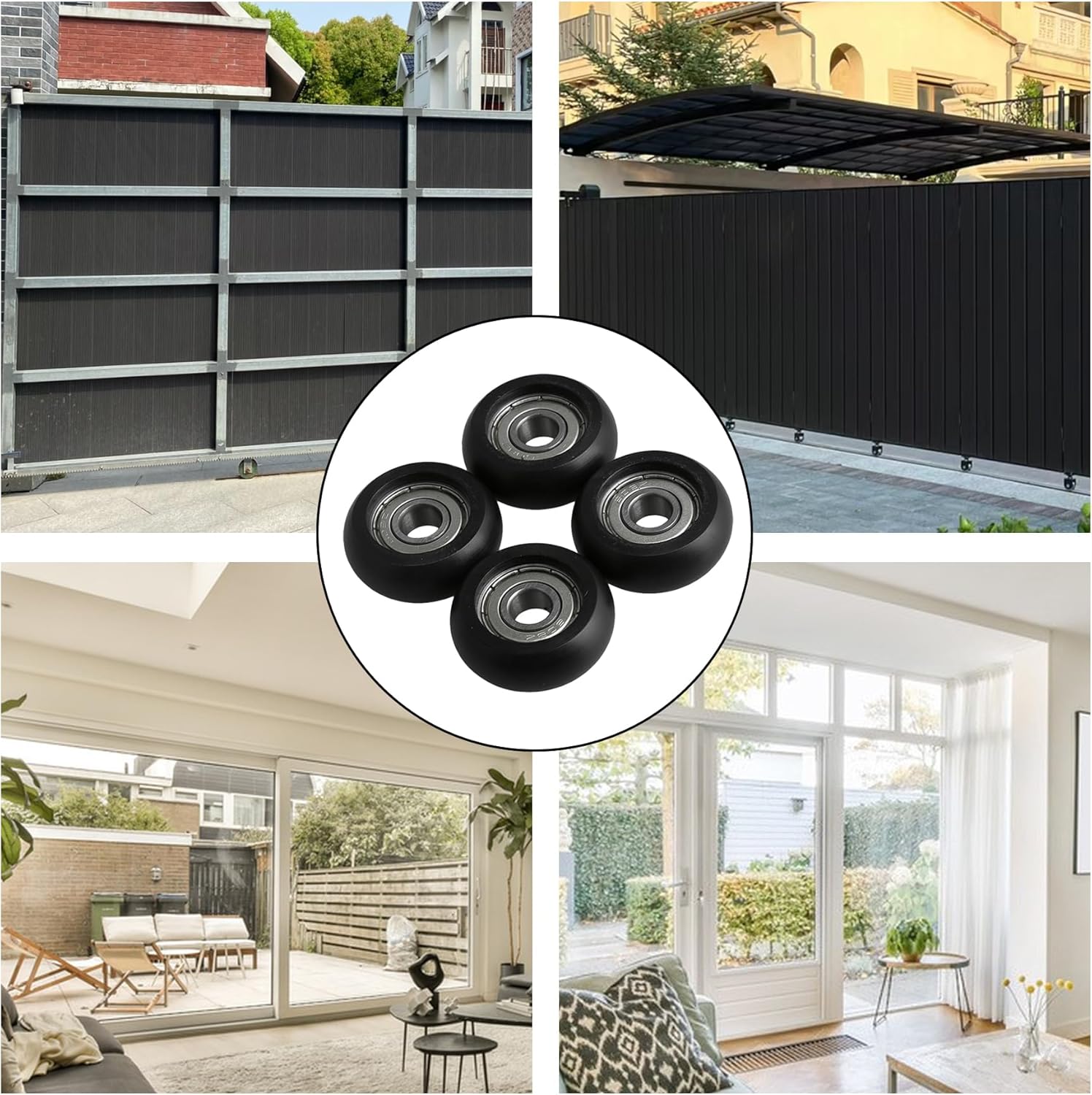 BQLZR Plastic Pulley 8x32x12mm Black Engineering Plastic Bearing Steel Ball Bearing Guide Pulley Roller Round Wheel Load 191KG for Door Window Pack of 4