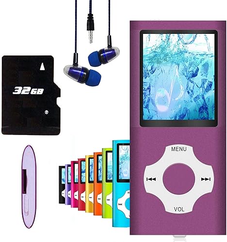 Hotechs - Reproductor de MP3 / MP4, reproductor de música MP3 con tarjeta SD de 32 GB de memoria, pantalla LCD digital de 1.82 pulgadas, mini puerto