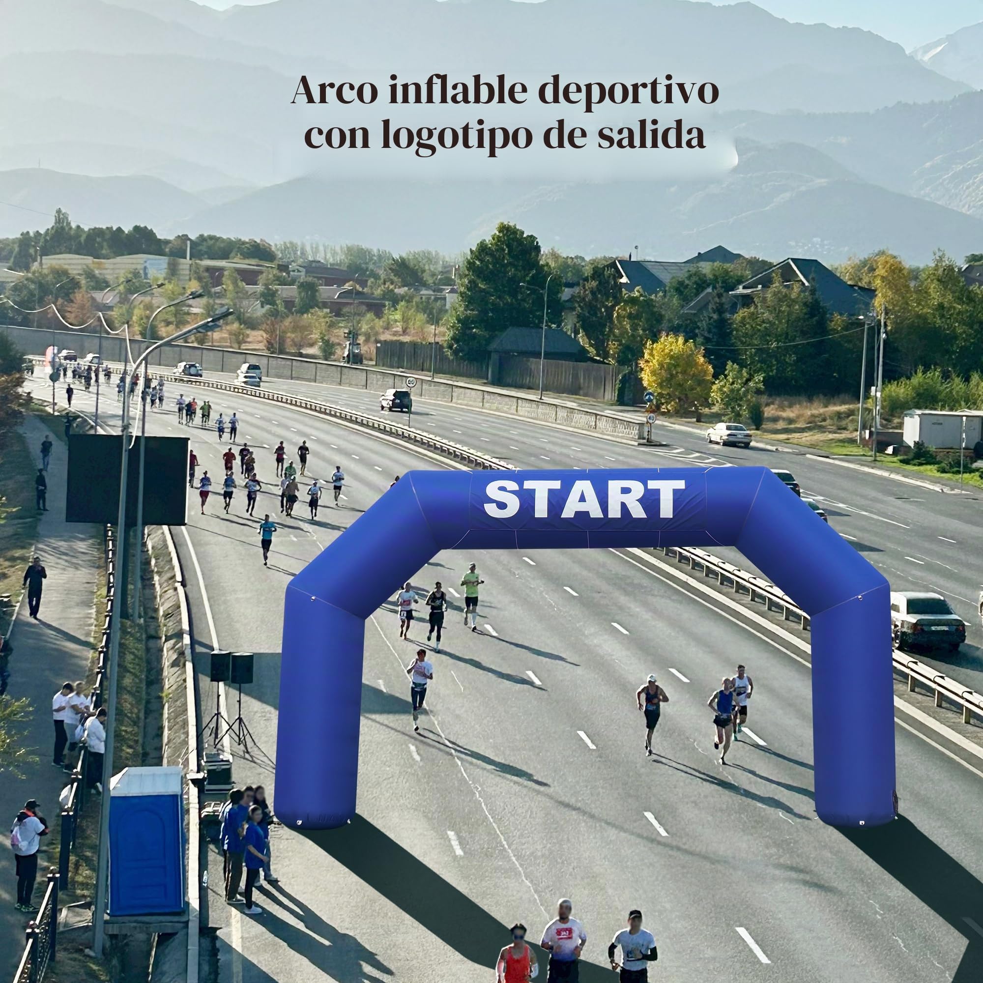 Sayok Arco Inflable para Exteriores, Línea de Meta y Carreras Con Soplador de Aire para Eventos Publicitarios (Azul)
