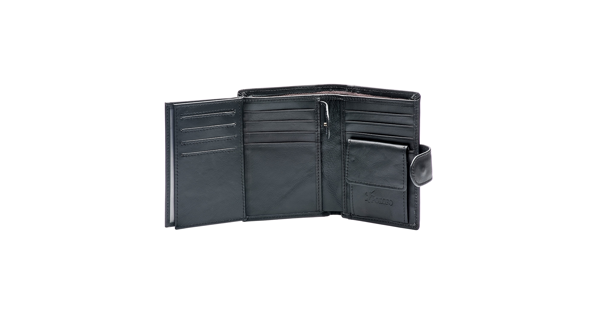 3/C FOLD WALLET BLACK ① Men's Credit Card Tri-Fold Biker Style Chain Wallet, Black