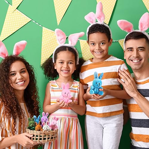 Miniatura 7 de 36 conejitos de peluche suaves de colores de Pascua de 4 pulgadas, conejo de peluche, conejito de peluche, recuerdos de fiesta para huevos de