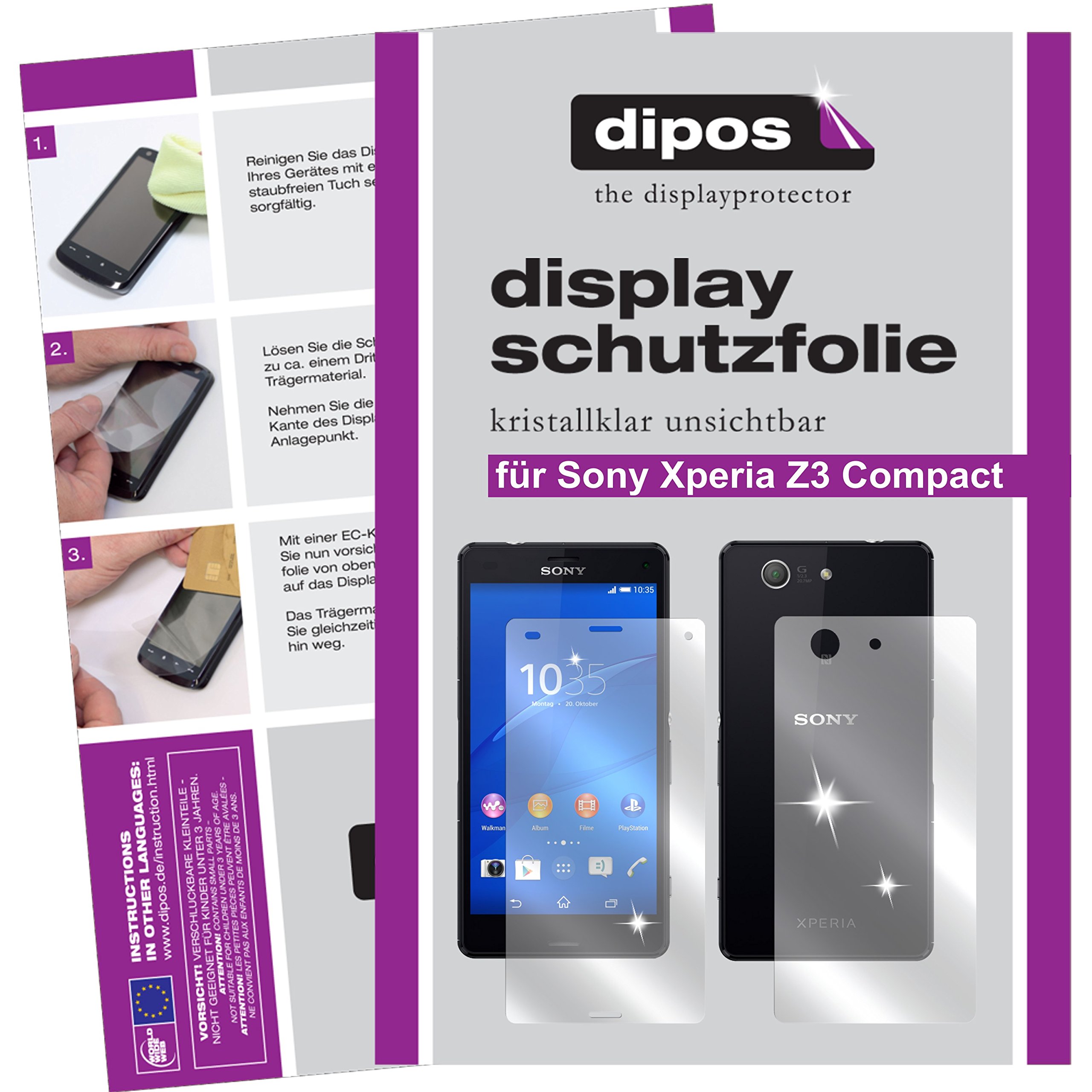 2x Displayschutzfolie Für Sony Xperia Z3 Compact – Klar, Kratzfest, Blasenfrei, Made In Germany