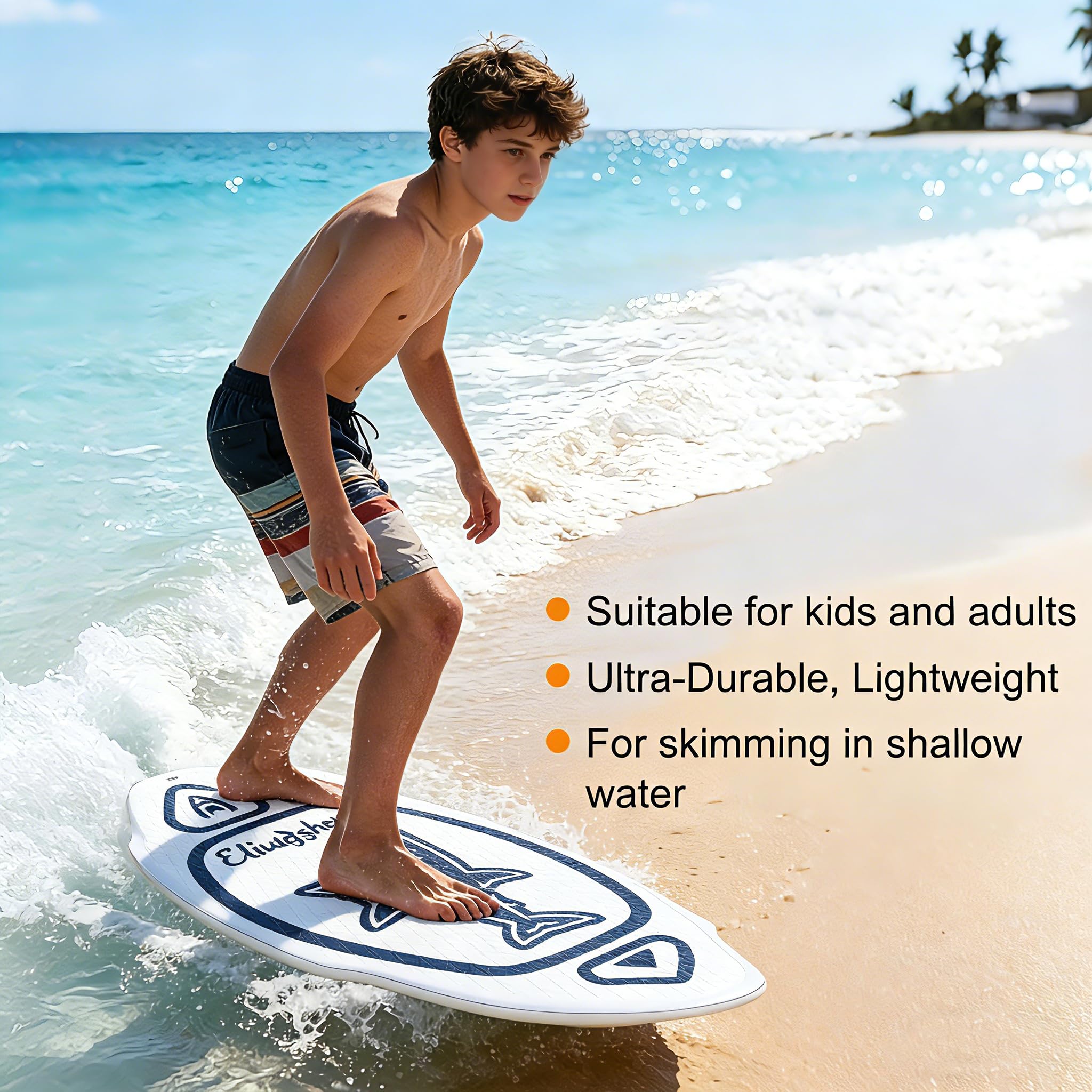 Skimboard - Tabla de madera de 35 pulgadas para niños y adultos, con capa de alto brillo para skimboards de playa, para principiantes a intermedios